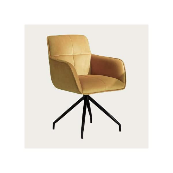 360°Swivel Home Study Velvet Chair Student Sedentary Comfortable Armchair Backrest Desk seat Anchor Rotating Living Chairs (Yellow/Gold)