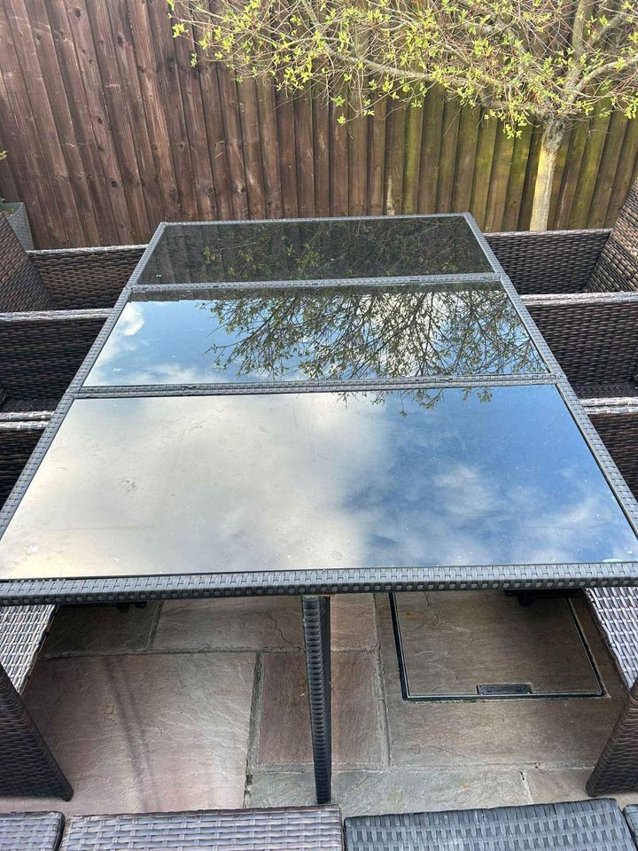 Rattan Garden Table and Chairs with Stools