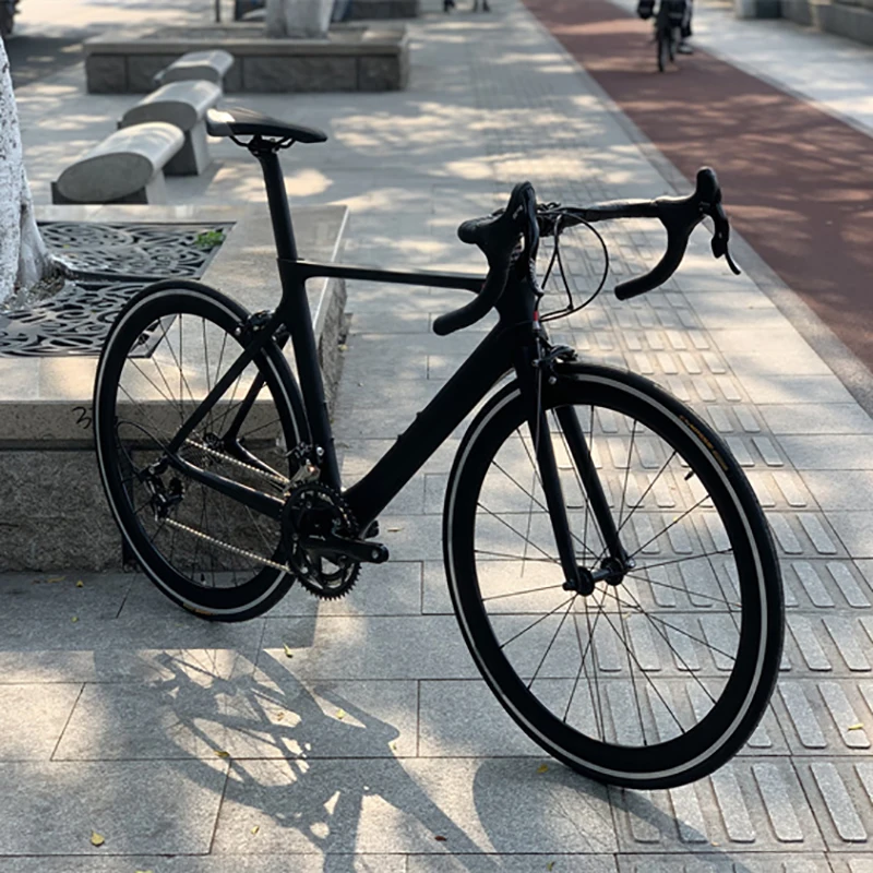 Carbon Fibre Road Bike Racing Hub Wheel 22 Speed 700C C-brake 11-28T Flywheel 50-34T Crankset 50mm Rim Hight Curved Handlebar