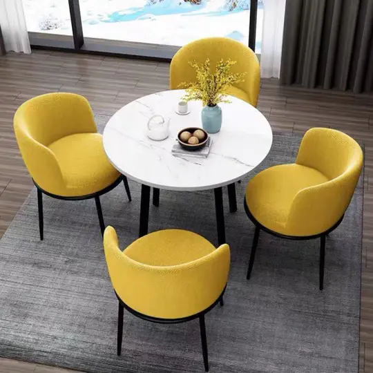 4-person round dining table set (table + 4 chairs)