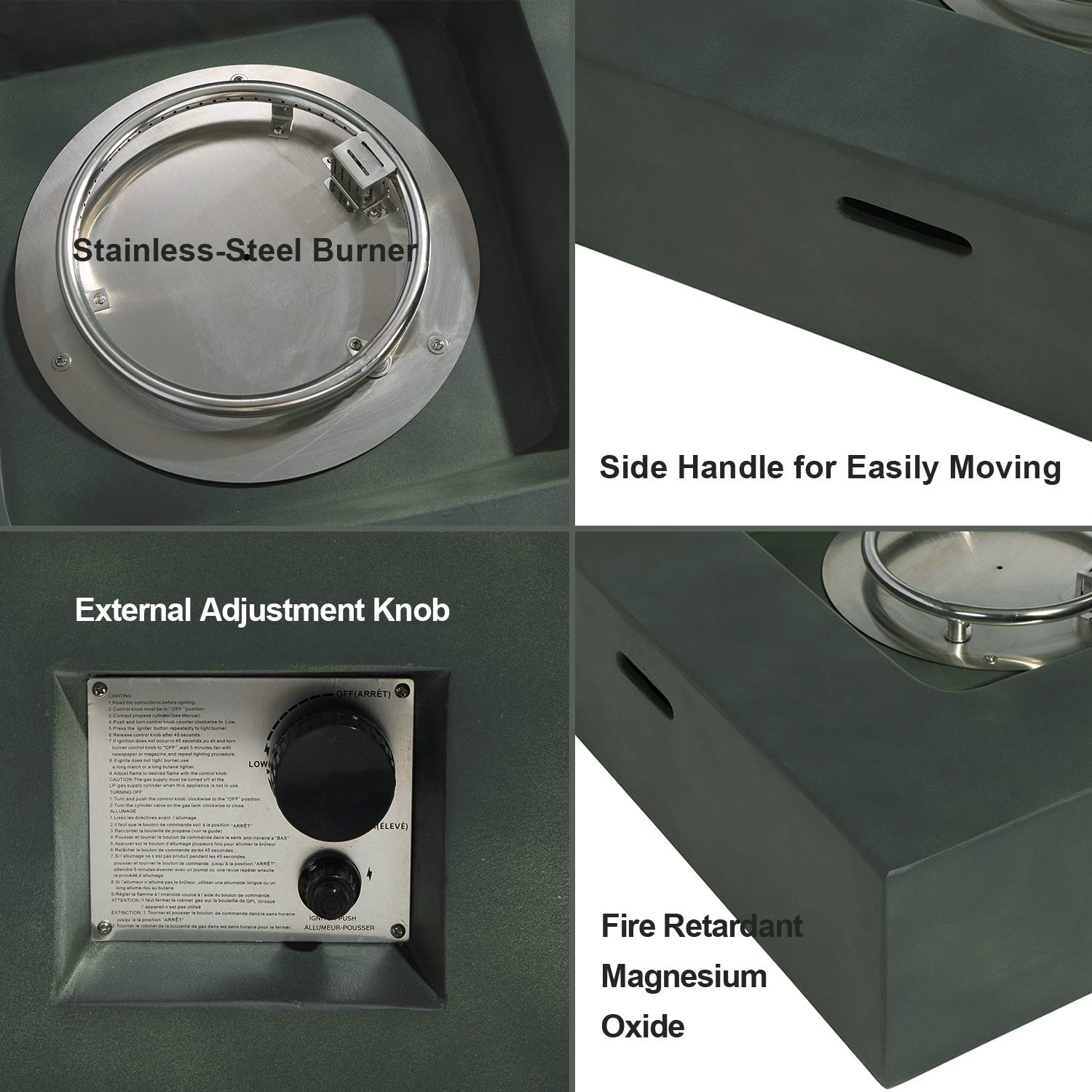 【Home&Garden】8-Pc Fire Pit Table Outdoor Furniture Sofa, Wicker Cushion Sectional w Celadon Fire Heater