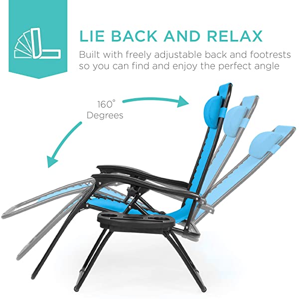 Best Choice Products Set of 2 Adjustable Steel Mesh Zero Gravity Lounge Chair Recliners w/Pillows and Cup Holder Trays - Burgundy