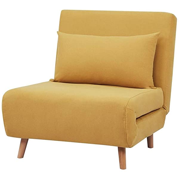 GIA Tri-Fold Sofa Bed, With Pillow, Yellow Yellow With Legs
