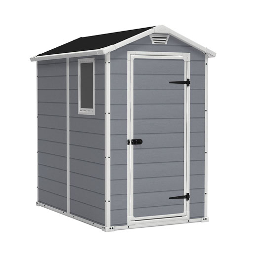Keter Manor Outdoor Plastic Garden Storage Shed, Grey, 6 x 4 ft