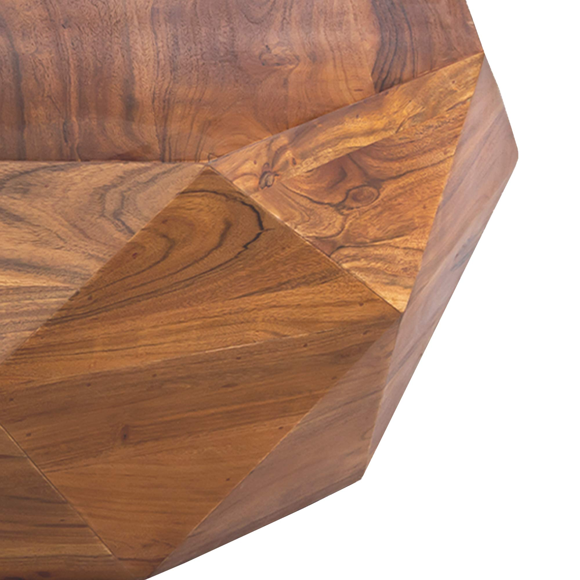 【Furniture】Diamond Shape Acacia Wood Coffee Table with Smooth Top, Dark Brown