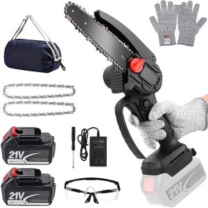 Mini chainsaw battery powered, 6 inch (approximately 15.2 cm) electric cordless chainsaw