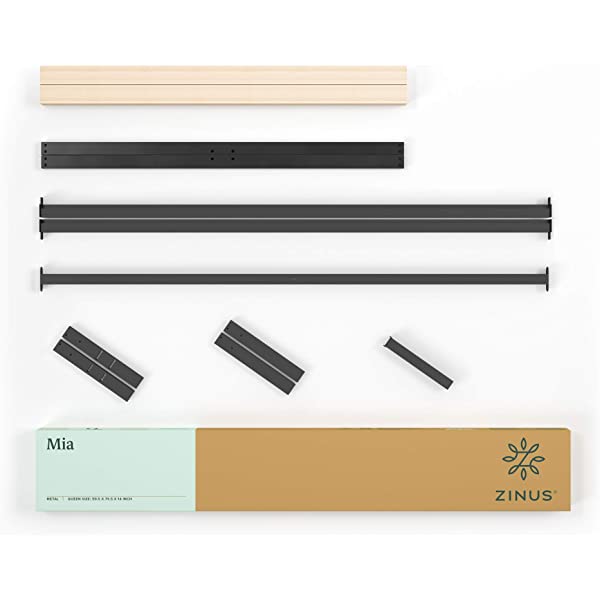 ZINUS Mia Metal Platform Bed Frame / Wood Slat Support / No Box Spring Needed / Easy Assembly, Black, Full Standard Full Black