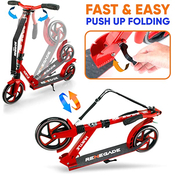 Hurtle Scooter – Scooter for Teenager – Kick Scooter – 2 Wheel Scooter with Adjustable T-Bar Handlebar – Folding Adult Kick Scooter with Alloy Anti-Slip Deck Pink