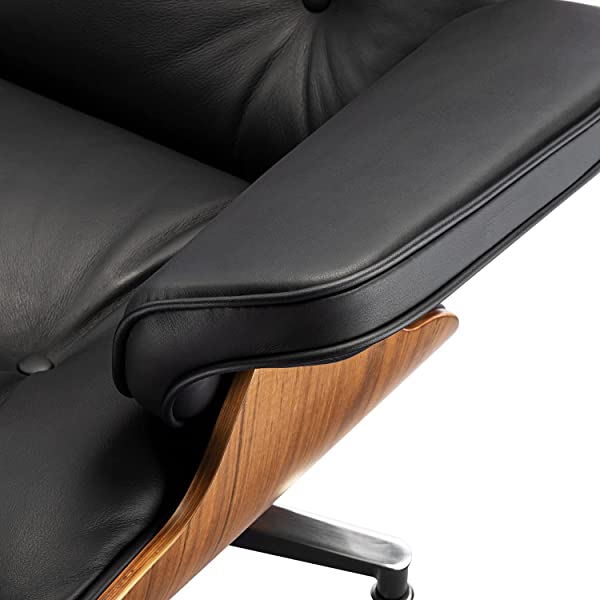 Mid Century Lounge Chair and Ottoman, Modern Chair Classic Design, Top Grain Leather Palisander Wood, Heavy Duty Base Support for Living Room, Study, Lounge, Office (Nomal, Style1-1) Nomal Style1-1