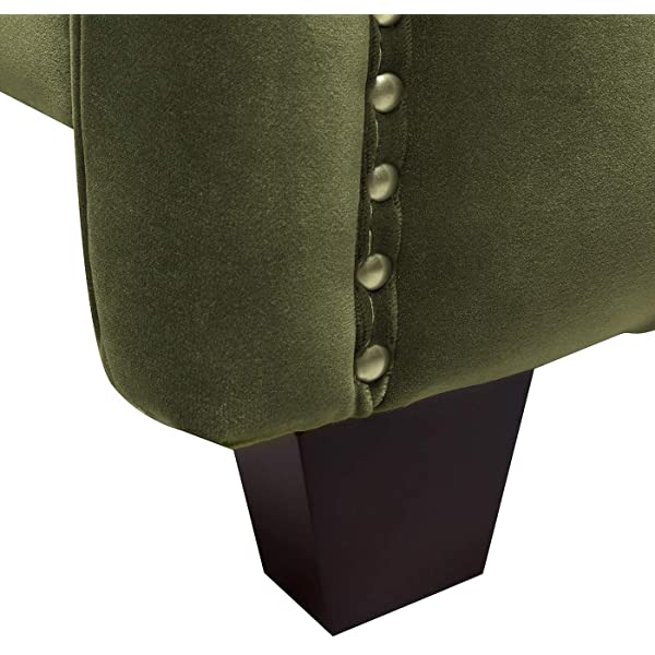 Jennifer Taylor Home Marcella Collection Queen Wingback Tufted Hand-Applied Nail Heads Upholstered Bed, Antique White Antique White Queen