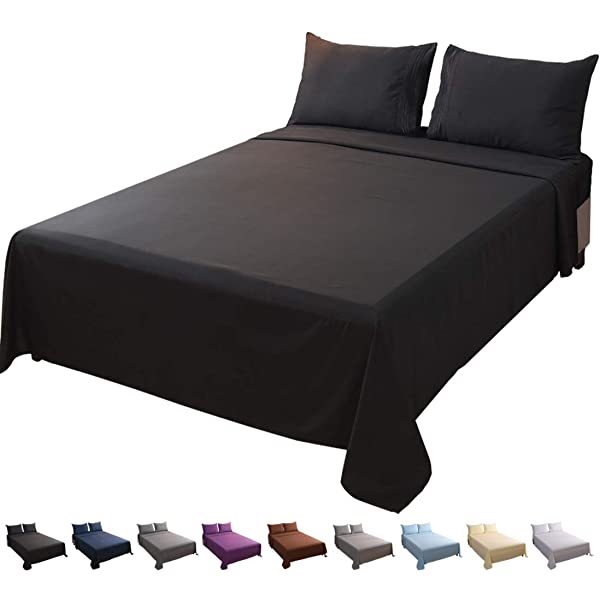 LBRO2M Bed Sheet Set Queen Size 16 Inches Deep Pocket 1800 Thread Count 100% Microfiber Sheet,Bedding Super Soft Comfortable, Cool Warm,4 Piece（Dark Grey） Dark Grey Queen