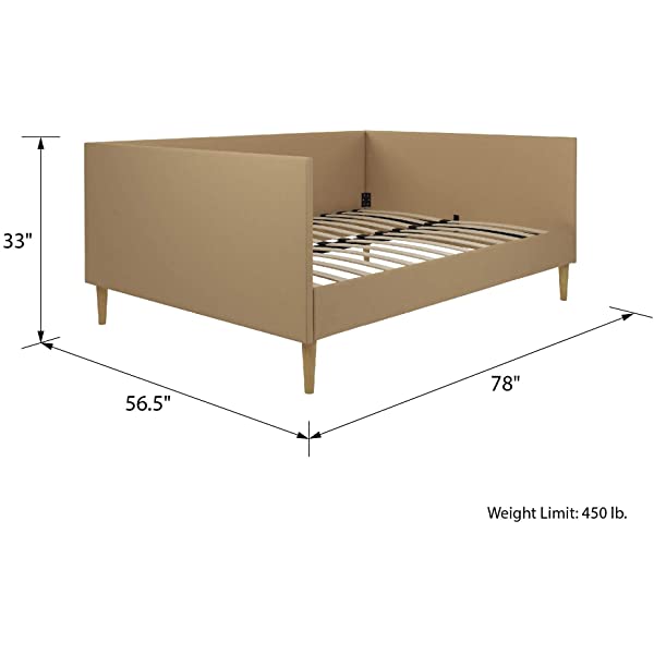 DHP Franklin Mid Century Upholstered Daybed, Sofa Bed, Twin Size Frame, Tan Linen Linen Twin Tan