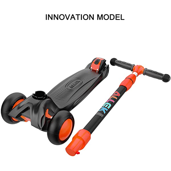 Allek Kick Scooter B03, Lean 'N Glide 3-Wheeled Push Scooter with Extra Wide PU Light-Up Wheels, Any Height Adjustable Handlebar and Strong Thick Deck for Children from 3-12yrs (Rose Pink)