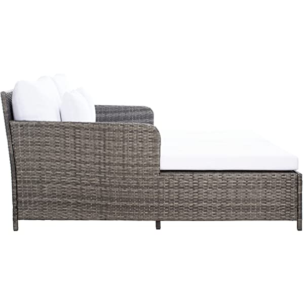 Safavieh Outdoor Collection Cadeo Brown Cushion Daybed PAT7500C, Grey/White