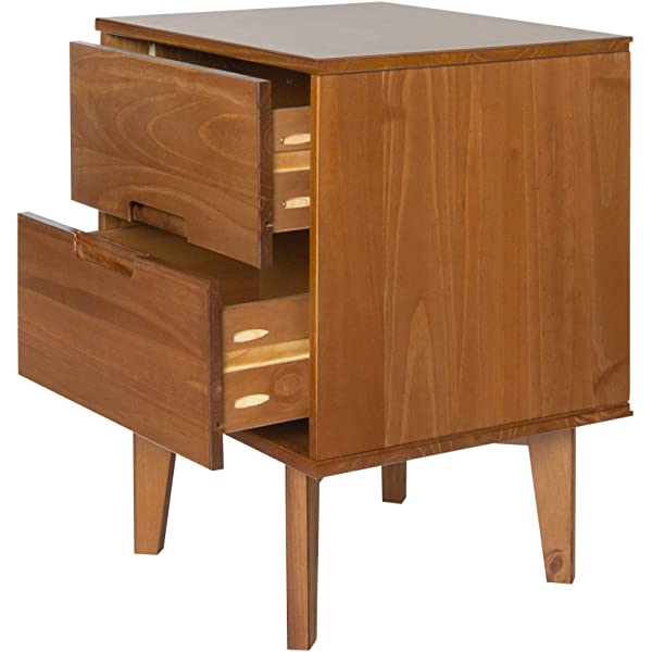 Walker Edison Mid Century Modern Grooved Handle Wood Dresser Bedroom Storage Drawer Organizer Closet Hallway, 6 Drawer, Caramel Caramel 1 pack 6 Drawer