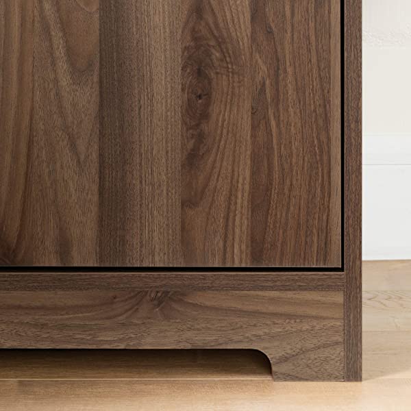 South Shore Bar Cabinet with Bottle and Glass Storage, Black Oak Black Oak Bar Cabinet