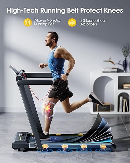 2 In 1 Home Folding Treadmill, Dual LED Screen, 2.5HP Silent Treadmill, 16KM/H, Bluetooth Speaker, Heart Rate, 12 Modes, App and Wireless Remote Control