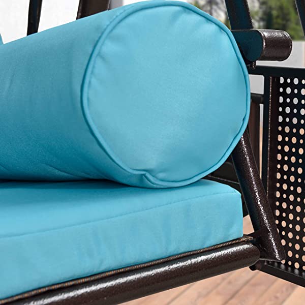 PURPLE LEAF 3-Seat Deluxe Outdoor Patio Porch Swing with Weather Resistant Steel Frame, Adjustable Tilt Canopy, Cushions and Pillow Included, Beige 74.4