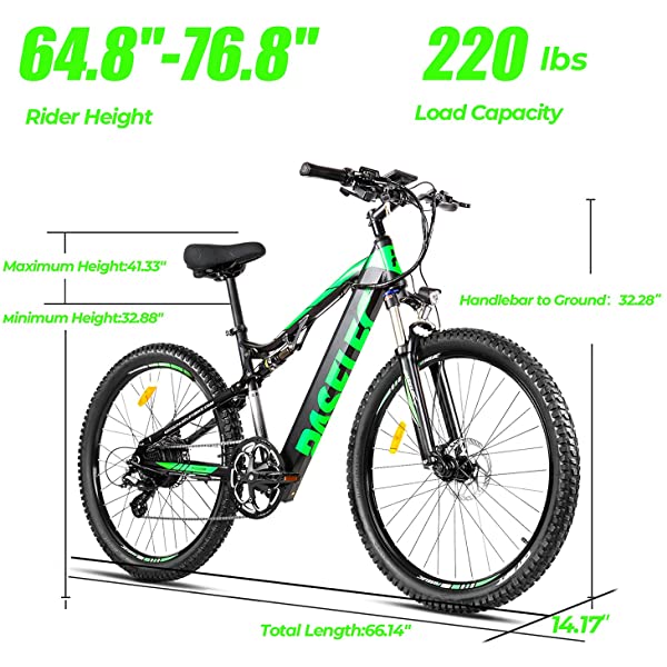 Electric Mountain Bikes for Adults 27.5'' Electric Bicycle, Hydraulic Brakes, 500W Ebike with13ah Removable Lithium Battery Moped Cycle, Full Suspension E-MTB, Professional 9-Speed Gears GREY