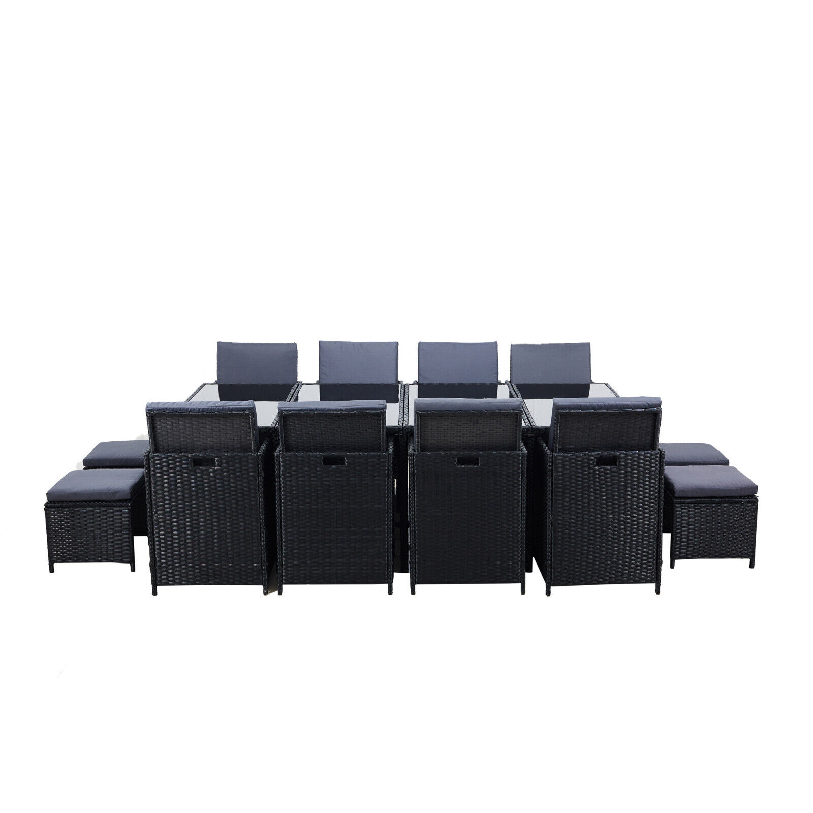 【Home&Garden】Meuble de Jardin en Poly rotin Lounge Outdoor Canapé Lounge Set Noir