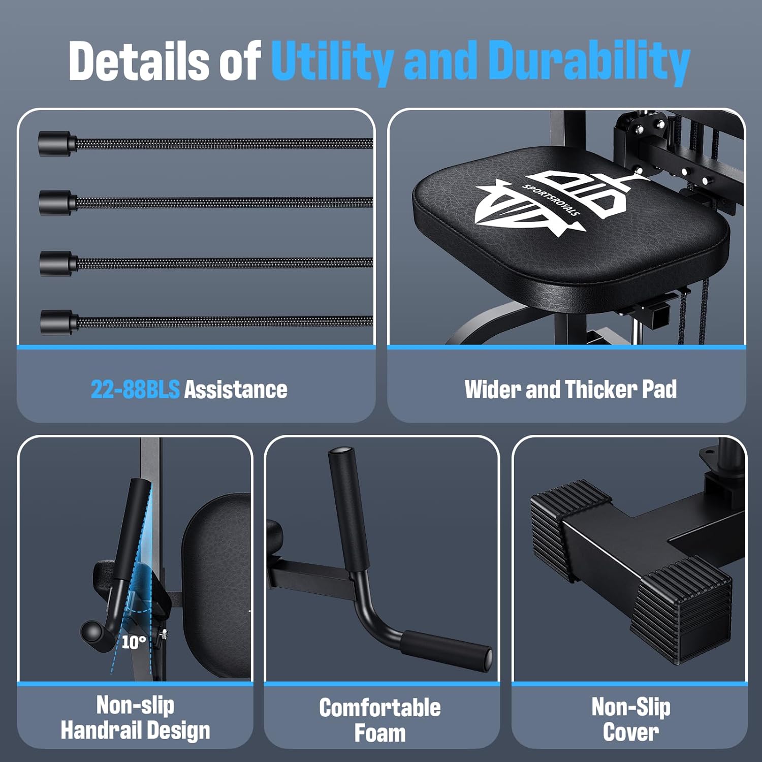 Sportsroyals Power Tower Dip Station Pull Up Bar for Home Gym Strength Training Workout Equipment, 450LBS.