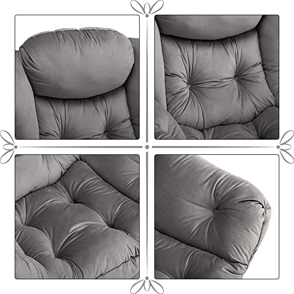 AbocoFur Modern Large Cotton Fabric Lazy Chair，Accent Contemporary Lounge Chair, Single Steel Frame Leisure Sofa Chair with Armrests and A Side Pocket, Beige