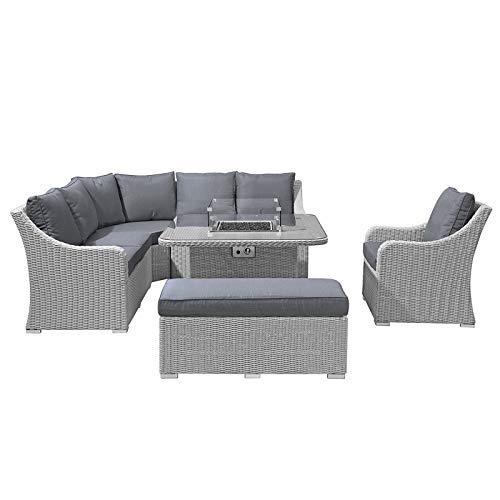 【Furniture】Harper Casual Dining Corner Sofa Set with Fire Pit Table