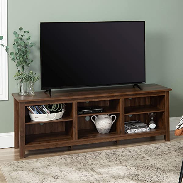 Walker Edison Wren Classic 4 Cubby TV Stand for TVs up to 65 Inches, 58 Inch, Black Black 58 InchTV Stand