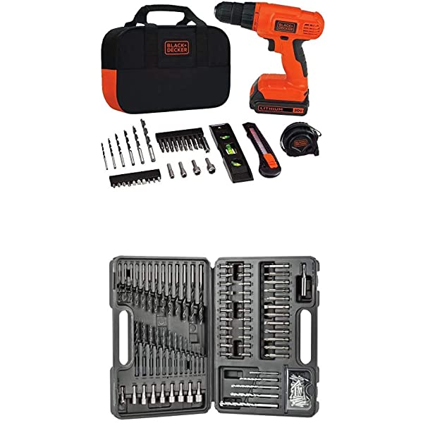 BLACK+DECKER 20V MAX Drill & Home Tool Kit, 34 Piece (BDCD120VA) , Orange Drill Project Kit