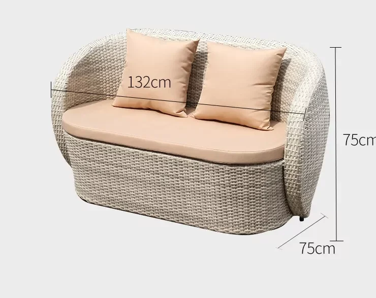 Terrace balcony single and double leisure living room combination outdoor rattan chair coffee table