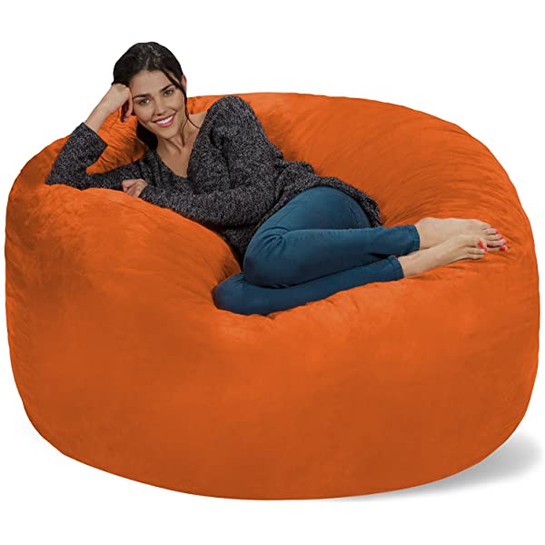 Chill Sack Bean Bag Chair: Giant 5' Memory Foam Furniture Bean Bag - Big Sofa with Soft Micro Fiber Cover - Navy Microsuede - Navy