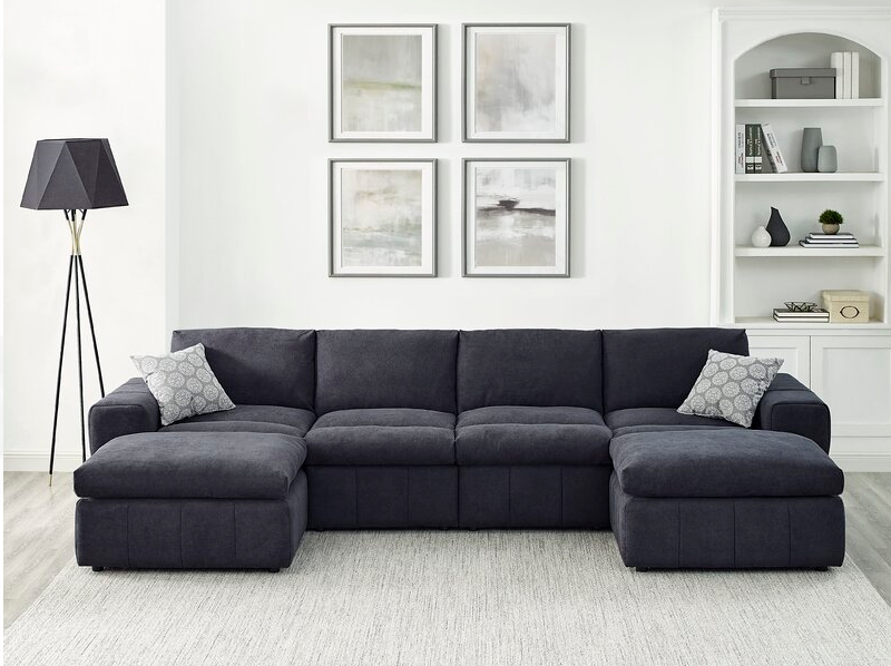 Durah 134″ Wide Reversible Modular Sectional with Ottoman