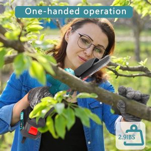 Chain saw 6 inches, with 2 batteries, cordless power chain saw, with safety lock, handheld small chainsaw