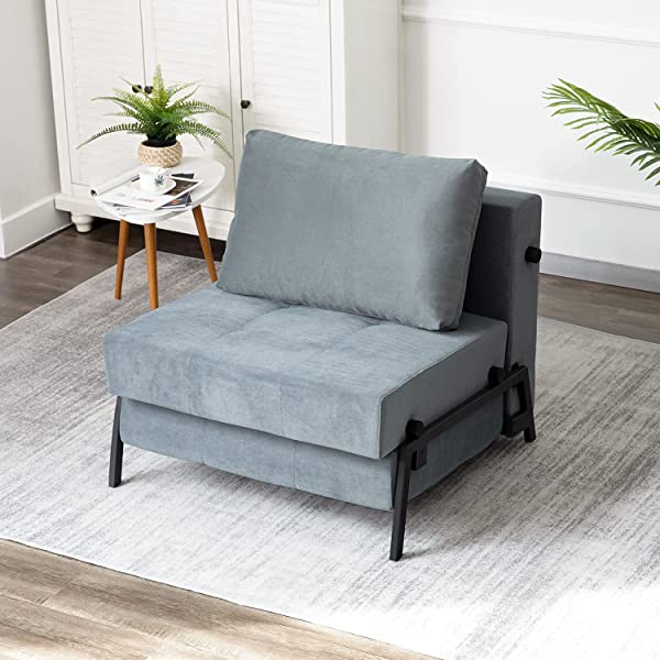 Vonanda Sofa Bed, Folding Velvet Sleeper Sofa, Modern Sleeper Chair Bed with Hidden Legs and Sturdy Frame for Small Living Space, Velvet Hunter Green