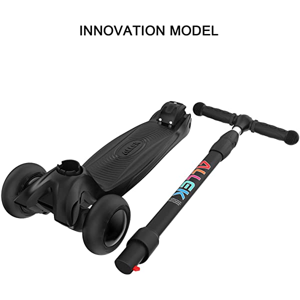 Allek Kick Scooter B03, Lean 'N Glide 3-Wheeled Push Scooter with Extra Wide PU Light-Up Wheels, Any Height Adjustable Handlebar and Strong Thick Deck for Children from 3-12yrs (Rose Pink)