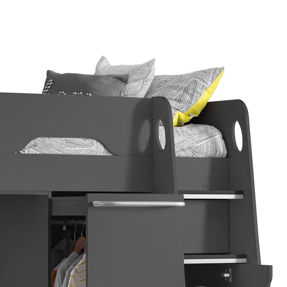 【Furniture】High Sleeper Storage Bed, Pegasus Wood Modern Desk Wardrobe Drawers Cupboards Loft Bunk Frame