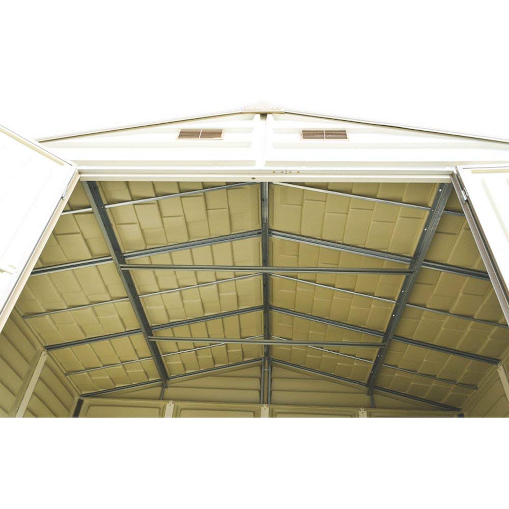 Duramax WoodSide 10 x 8 (8.02 m2) Plastic Garden Shed with 3 Fixed Windows & Metal Foundation Kit, Strong Metal Roof Structure Fire Retardant and Maintenance-Free Storage Shed