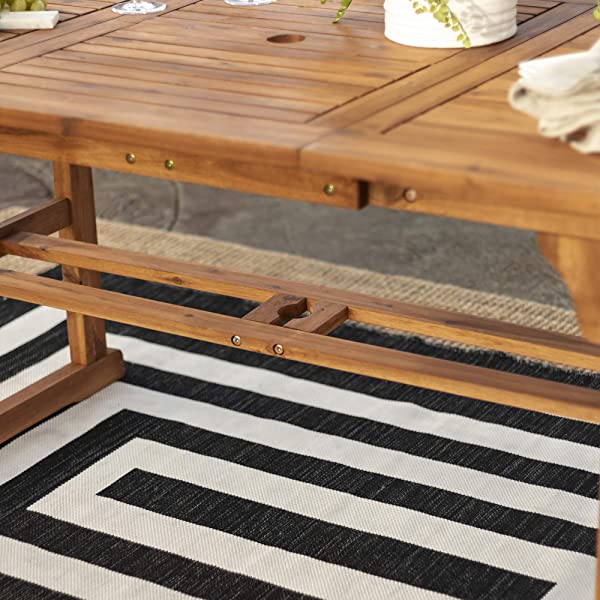 Walker Edison 5 Person Outdoor Wood Chevron Patio Furniture Dining Set Table Chairs Bench All Weather Backyard Conversation Garden Poolside Balcony, 4 Piece, Brown Brown 4 Piece Dining Set