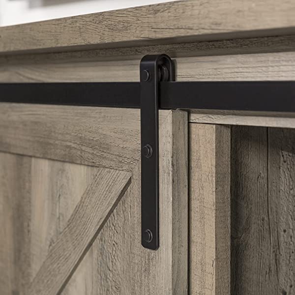 Walker Edison Richmond modern farmhouse sliding barn door TV stand for up to 52 inches, white and rustic oak white without fireplace 52 inches TV