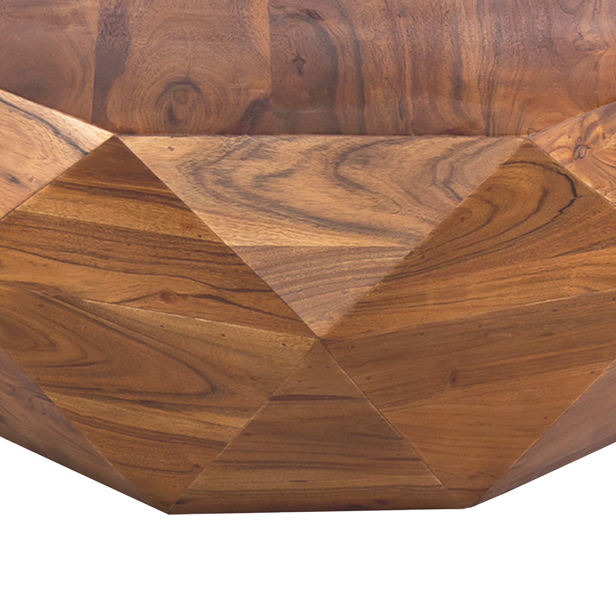【Furniture】Diamond Shape Acacia Wood Coffee Table with Smooth Top, Dark Brown