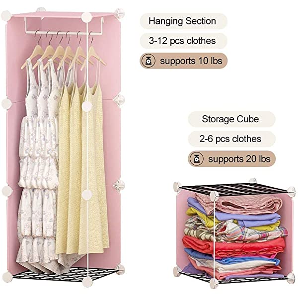 YOZO Cube Storage Organzier Portable Closet Wardrobe Bedroom Dresser (71x14x71 inches) Portable Closet Cube Shelf Armoire Pantry Cabinet, 25 Cubes, Blue 25Cubes Blue