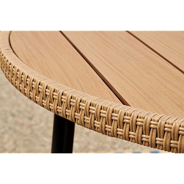 Quality Outdoor Living 65-YZ03HM Hermosa 3 Piece Chat Set, Tan Wicker + Linen Cushions 3-Piece Chat Set (Linen Cushions)