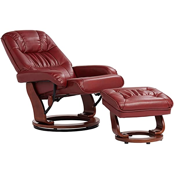 Newport Taupe Swivel Recliner and Slanted Ottoman