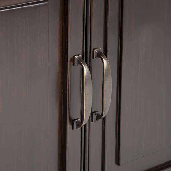 SIMPLIHOME Connaught SOLID WOOD 40 inch Wide Transitional Entryway Storage Cabinet in Dark Chestnut Brown, with 2 Drawers, 2 Doors, Adjustable Shelves