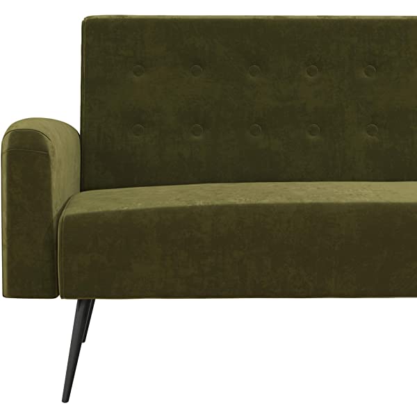 Novogratz 2360379N Z Stevie, Convertible Sofa Bed Couch, Ivory Velvet Futon