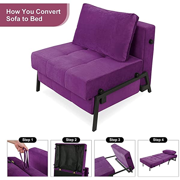 Vonanda Sofa Bed, Folding Velvet Sleeper Sofa, Modern Sleeper Chair Bed with Hidden Legs and Sturdy Frame for Small Living Space, Velvet Hunter Green