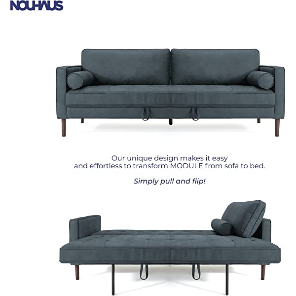 Nouhaus Module, Sleeper Sofa Bed Couch. 7ft Luxury Convertible Sofa Futon Bed with No Roll Together Latex. Ivory Woven Pull Out Bed for Bedroom Couch, Small Apartment Furniture Sofas or RV Couch Woven/Knit Ivory