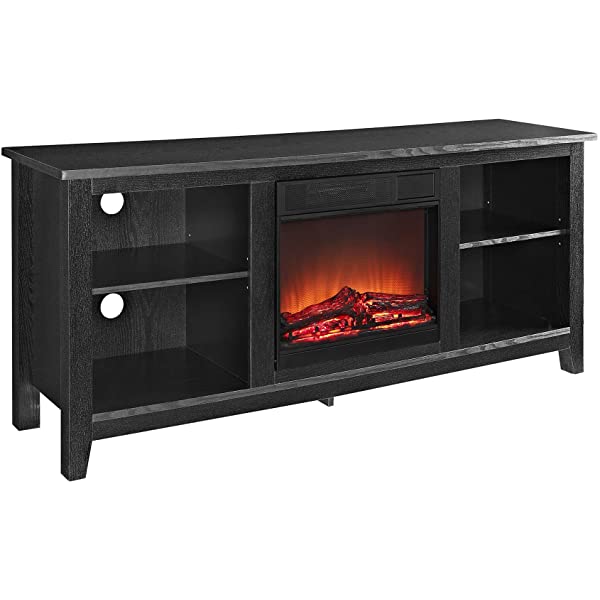 Walker Edison Wren Classic 4 Cubby TV Stand for TVs up to 65 Inches, 58 Inch, Black Black 58 InchTV Stand
