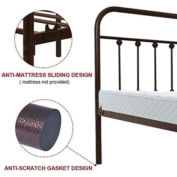 Black Metal Bed Frame Full Size with Headboard and Footboard Single Platform Mattress Base,Metal Tube and Iron-Art Bed（Full,Black） Full Black