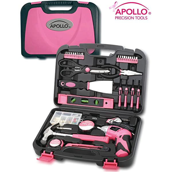 135 Piece Household Tool Kit Pink with Pivoting Dual-Angle 3.6 V Lithium-Ion Cordless Screwdriver - DT0773N1 135-Piece Tool Set Pink
